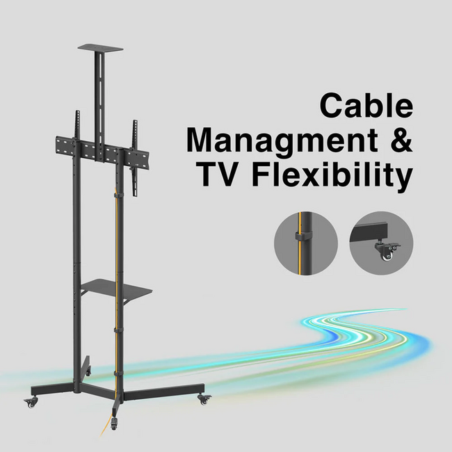 Argom 37" to 70" Mobile TV Stand With Shelves