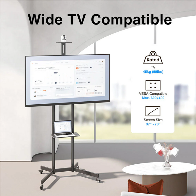 Argom 37" to 70" Mobile TV Stand With Shelves