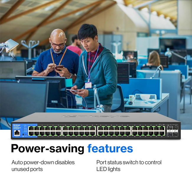 Linksys 48-Port Managed POE+ Switch W/ 4 SFP+ 740W LGS352MPC