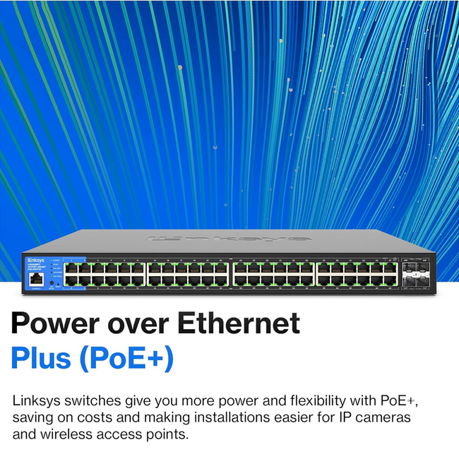Linksys 48-Port Managed POE+ Switch W/ 4 SFP+ 740W LGS352MPC