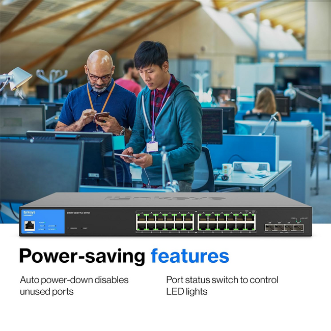 Linksys 24 Port Managed POE+ Swich W/ 4 SFP 410W LGS328MPC