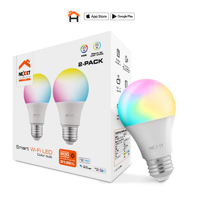 Nexxt Home Smart LED Buld RGB 2Pk NHB-C1102PKBP