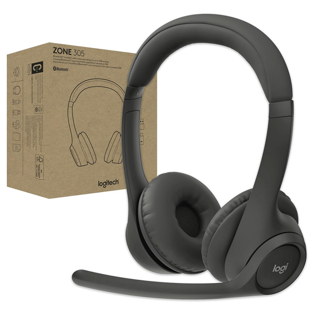 Logitech Zone 305 Wireless Noise Cancelling Headset w/Mic Black