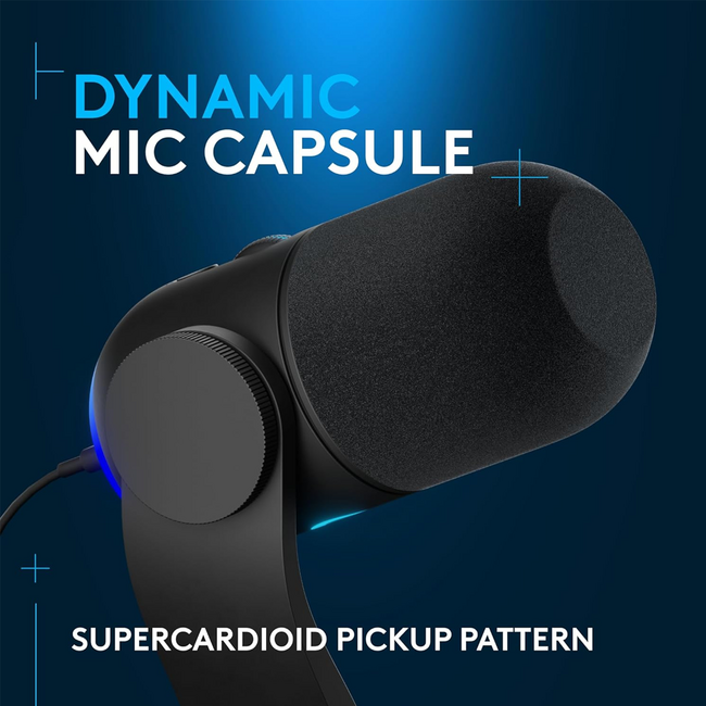 Logitech Gaming Yeti GX RGB with LIGHTSYNC USB Microphone 988-000568