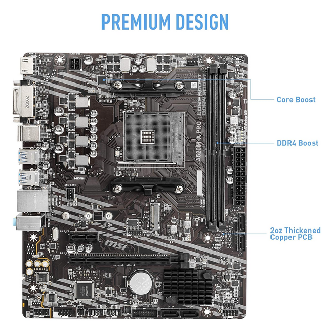 MSI Motherboard A520M-A PRO AM4 DDR 4