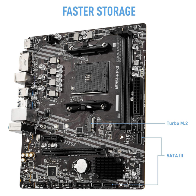 MSI Motherboard A520M-A PRO AM4 DDR 4