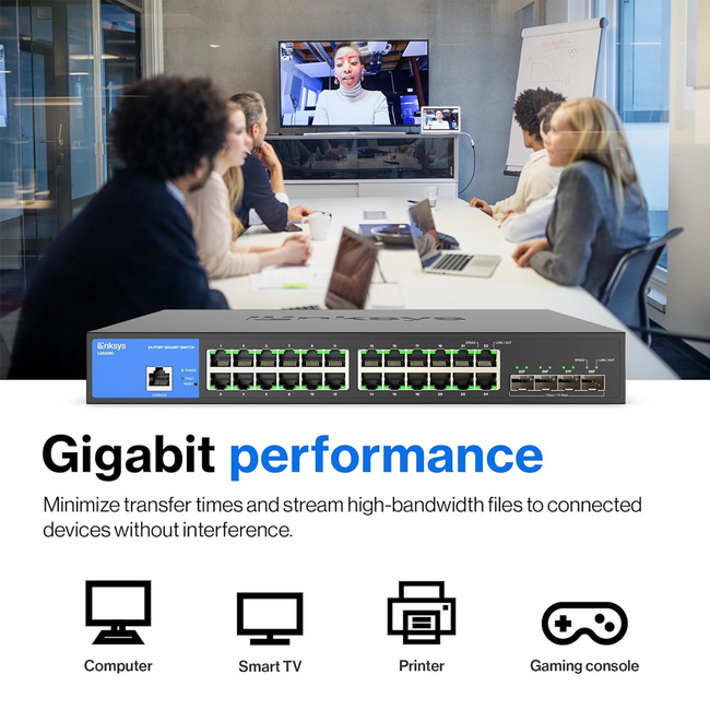 Linksys 24 Port Managed Gigabit Switch W/SFP 10G LGS328C