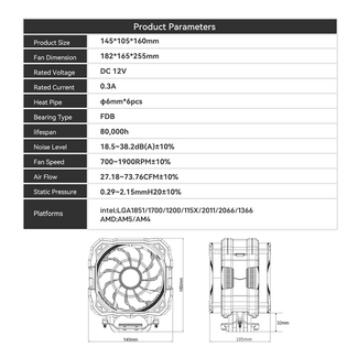 ALSEYE M120D Plus CPU Cooler with Temperature Display, Dual ARGB Intel LGA1700/1200/115X/2011/2066/1366 and AMD AM4/AM5