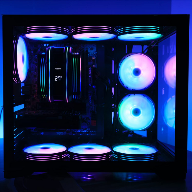 ALSEYE M120D Plus CPU Cooler with Temperature Display, Dual ARGB Intel LGA1700/1200/115X/2011/2066/1366 and AMD AM4/AM5