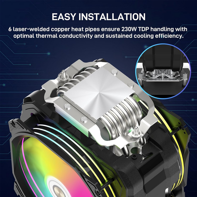 ALSEYE M120D Plus CPU Cooler with Temperature Display, Dual ARGB Intel LGA1700/1200/115X/2011/2066/1366 and AMD AM4/AM5