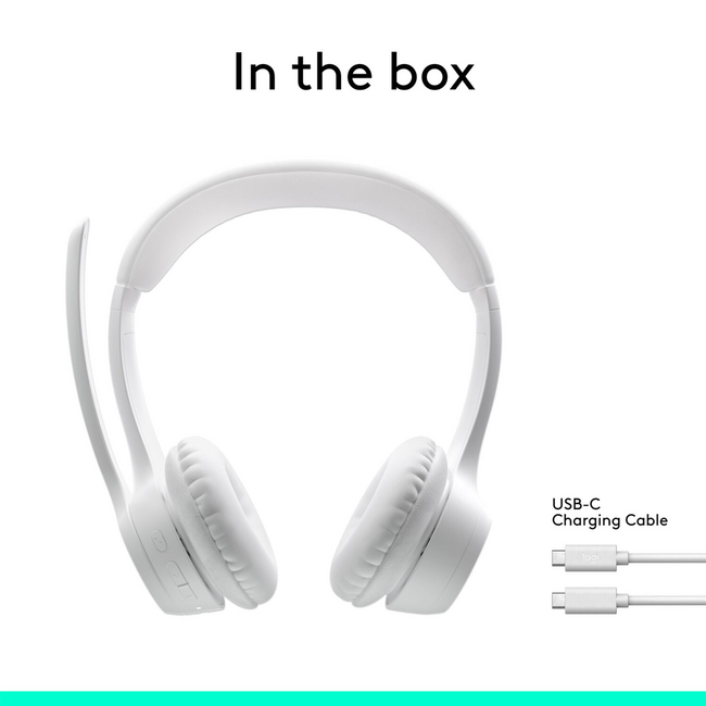 Logitech Zone 300 Wireless Noise Cancelling Headset w/Mic White