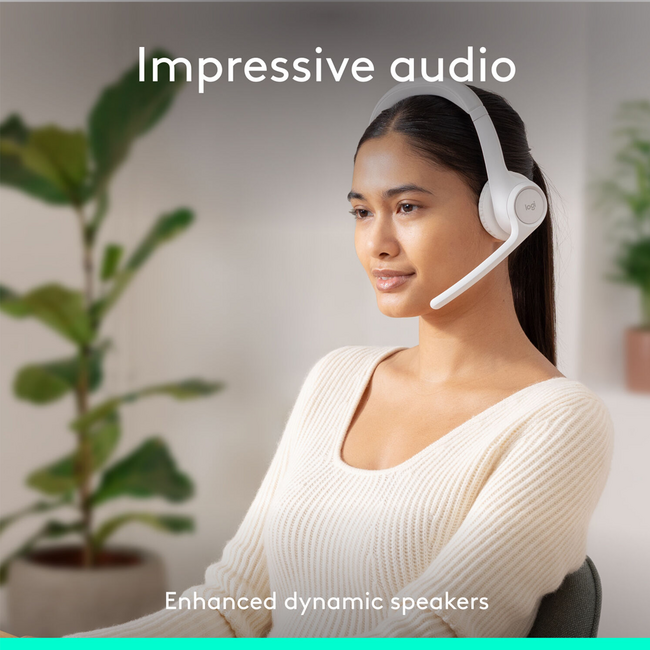 Logitech Zone 300 Wireless Noise Cancelling Headset w/Mic White