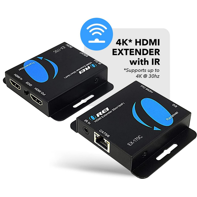 OREI 230ft 4K HDMI Extender Over Single CAT5/6/7 with IR & Loop Out