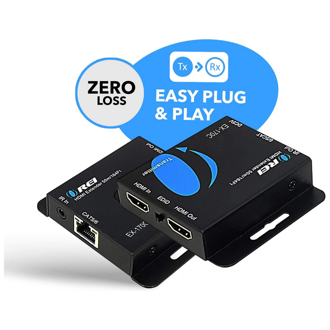 OREI 230ft 4K HDMI Extender Over Single CAT5/6/7 with IR & Loop Out