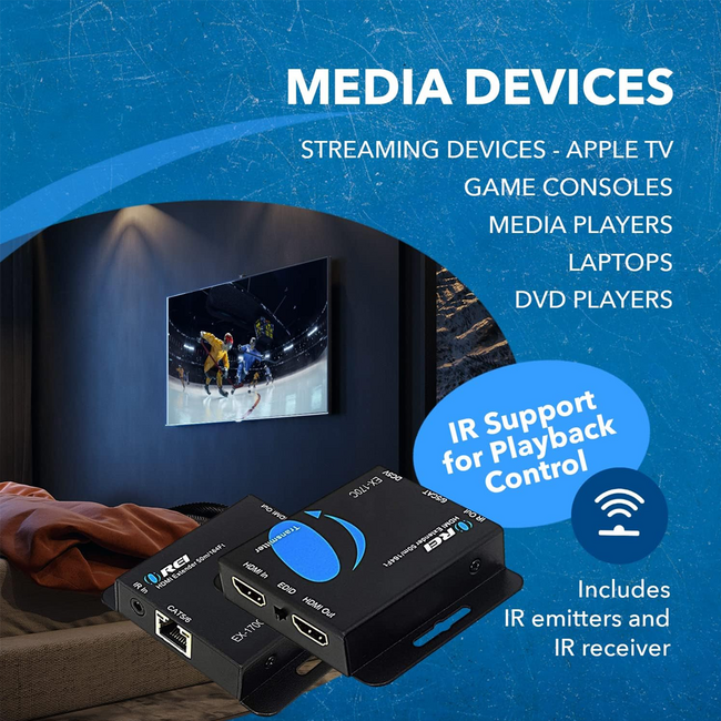 OREI 164ft HDMI Extender Over Single CAT5/6/7 with IR & Loop Out