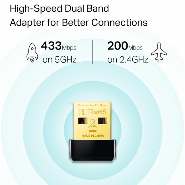TP-Link Nano AC600 USB WiFi AdapterArcher T2U Nano Dual Band