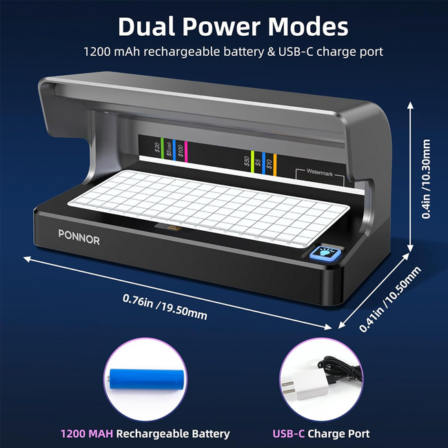 Ponnor AL-12 Counterfeit Bill Detector Money Checker