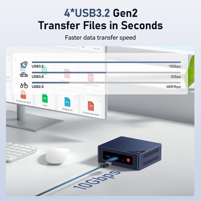Beelink EQ Mini PC S12 N95 Intel Alder Lake-N95 (up to 3.4GHz),16GB DDR4 500GB M.2 SSD Mini Computer