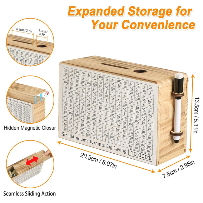 Money Saving Box, Piggy Bank for Adults & Kids Progress Tracker