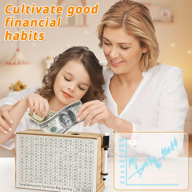 Money Saving Box, Piggy Bank for Adults & Kids Progress Tracker