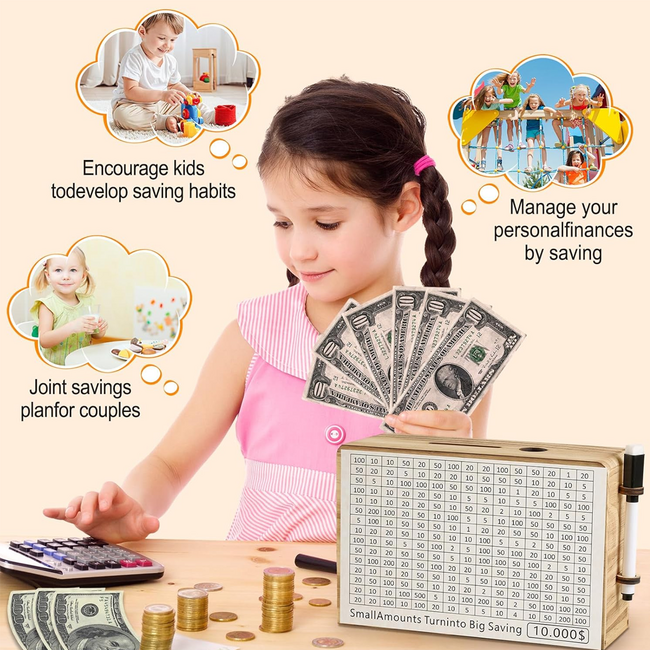 Money Saving Box, Piggy Bank for Adults & Kids Progress Tracker