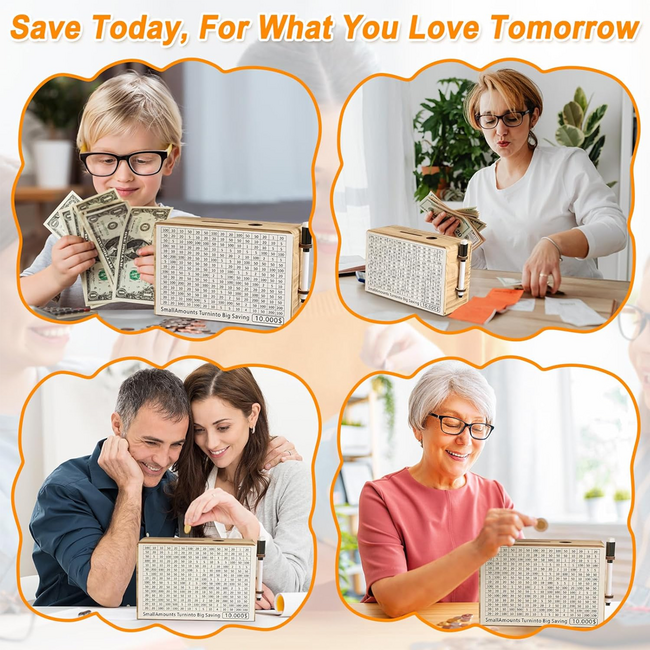 Money Saving Box, Piggy Bank for Adults & Kids Progress Tracker