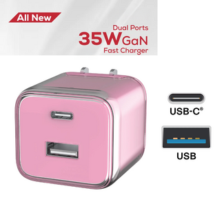 Crystal Cube 35W Dual Port A&C Wall Charger Pink
