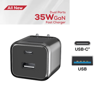 Crystal Cube 35W Dual Port A&C Wall Charger Black