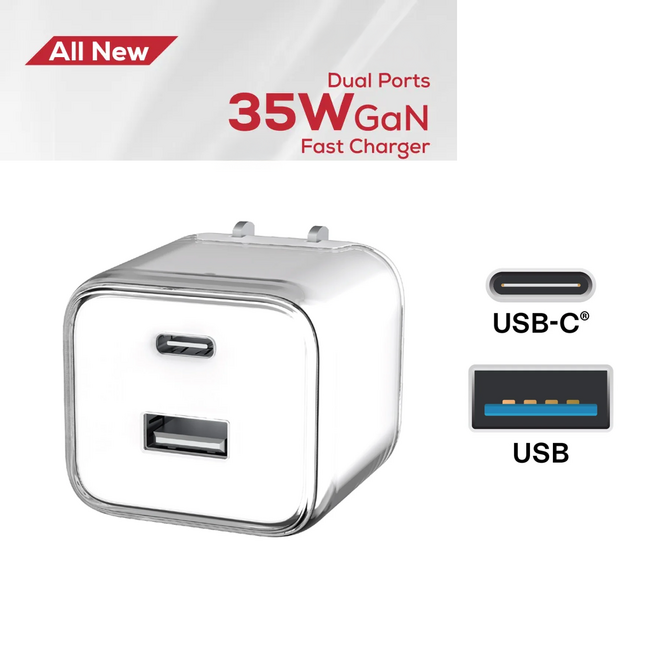 Crystal Cube 35W Dual Port A&C Wall Charger White