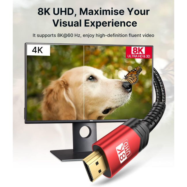 Jsaux 3M 8K HDMI Cable Braided Grey