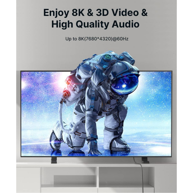 Jsaux 3M 8K HDMI Cable Braided Grey