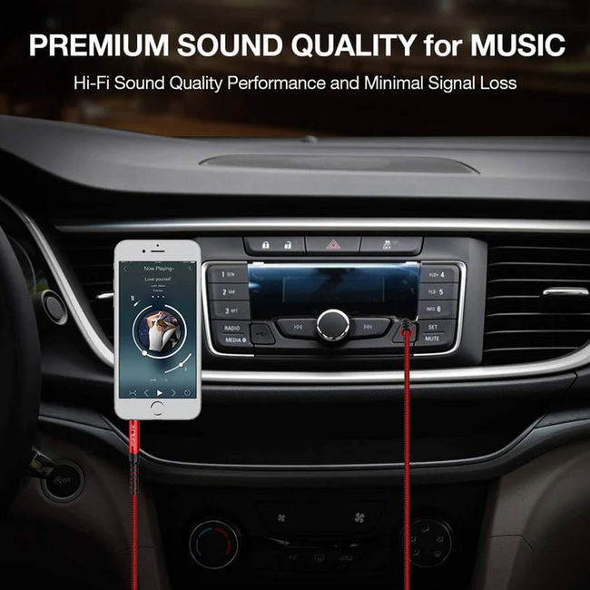 Jsaux 3.5mm to 3.5mm Aux Audio Cable Red 3M Braided