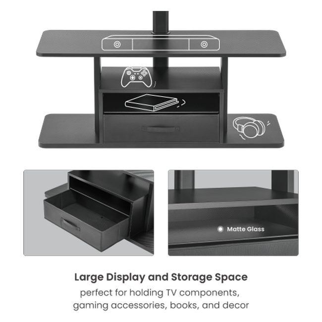 Black TV Stand with Shelf & 6 Compartments 37" - 80"