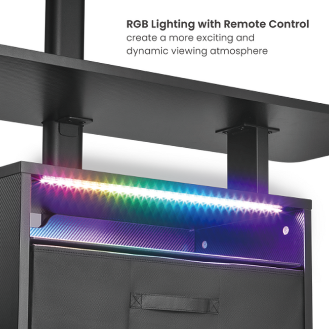 Black TV Stand with Shelf & 6 Compartments 37" - 80"