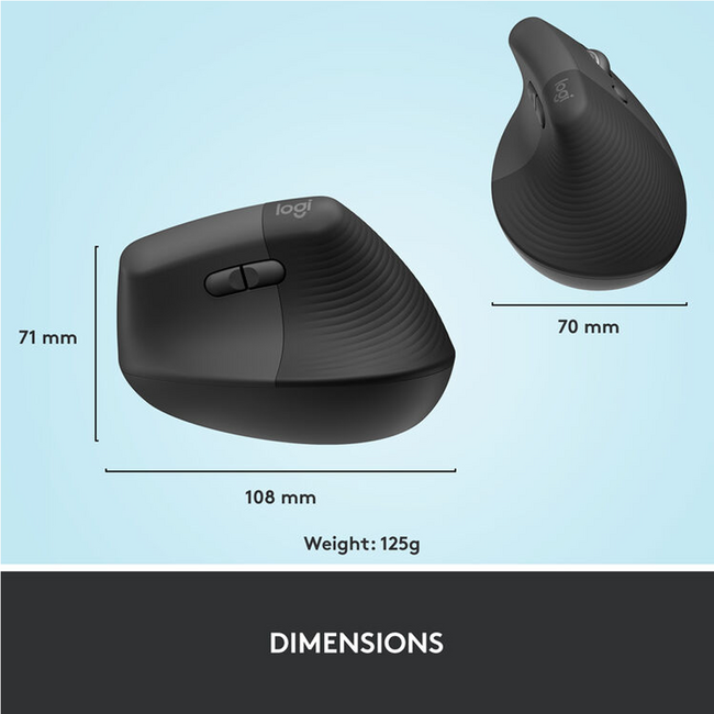 Logitech Lift Vertical Ergonomic Mouse Wireless 1000 dpi 910-006466