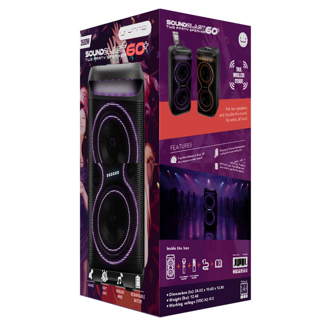UNNO Speaker SoundBlast 60+ 2 x 6" + Tweeter BT - SP9433BK