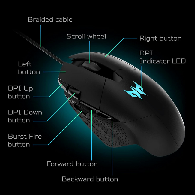 Acer Predator Cestus 315 USB Gaming Mouse with PixArt Sensor