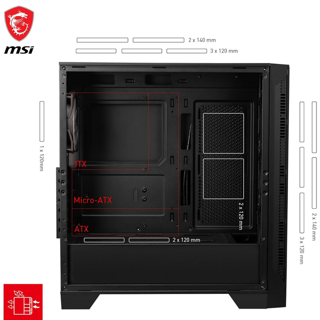 MSI MAG Forge 321R Airflow - Premium Mid-Tower Gaming PC Case