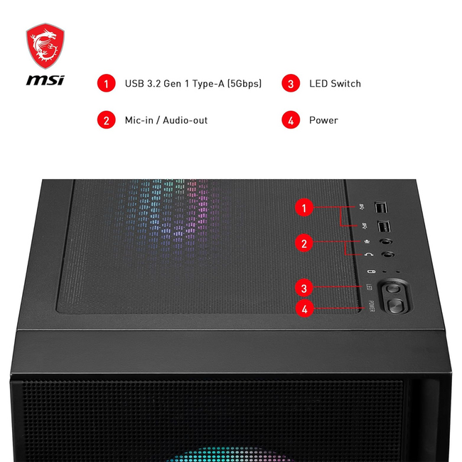 MSI MAG Forge 321R Airflow - Premium Mid-Tower Gaming PC Case