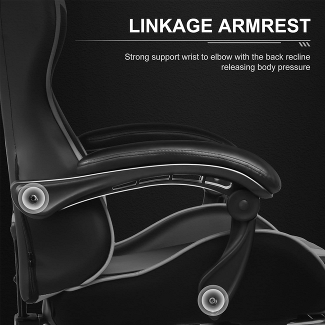 GTPlayer Adjustable Gaming Chair With Footrest & Lumbar Support (Snow White)