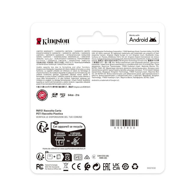 Kingston 64GB MicroSDXC Canvas Select Plus SDCS3/64GB