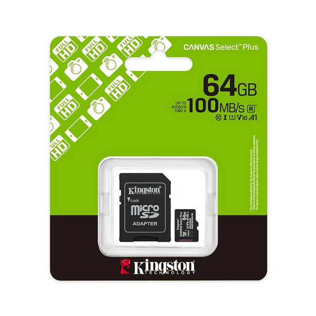 Kingston 64GB MicroSDXC Canvas Select Plus SDCS3/64GB