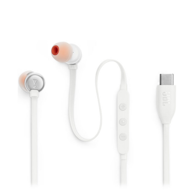 JBL Tune 310C Headphones Wired White Flat Cable Type-C