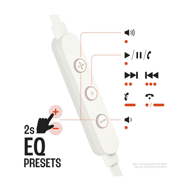 JBL Tune 310C Headphones Wired White Flat Cable Type-C