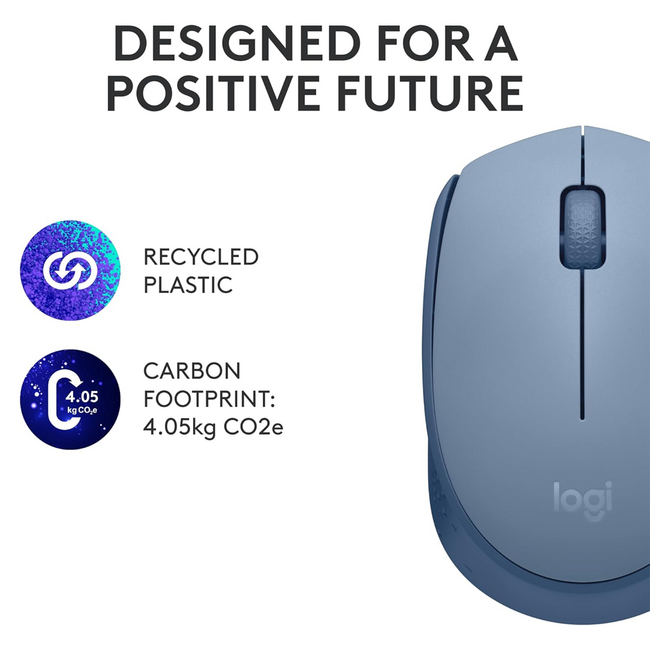 Logitech M170 Wireless Mouse Blue Grey Clamshell 910-006863