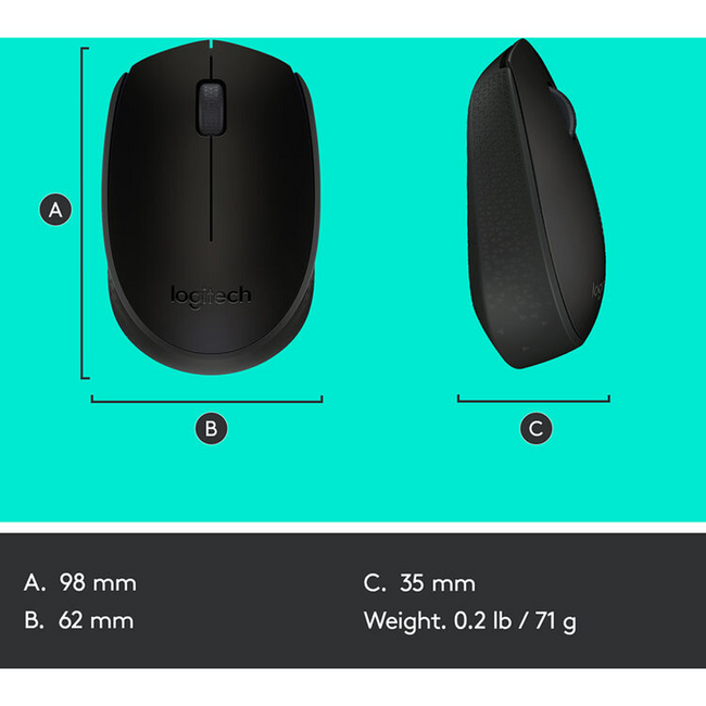 Logitech M170 Wireless Mouse Black Clamshell 910-004940