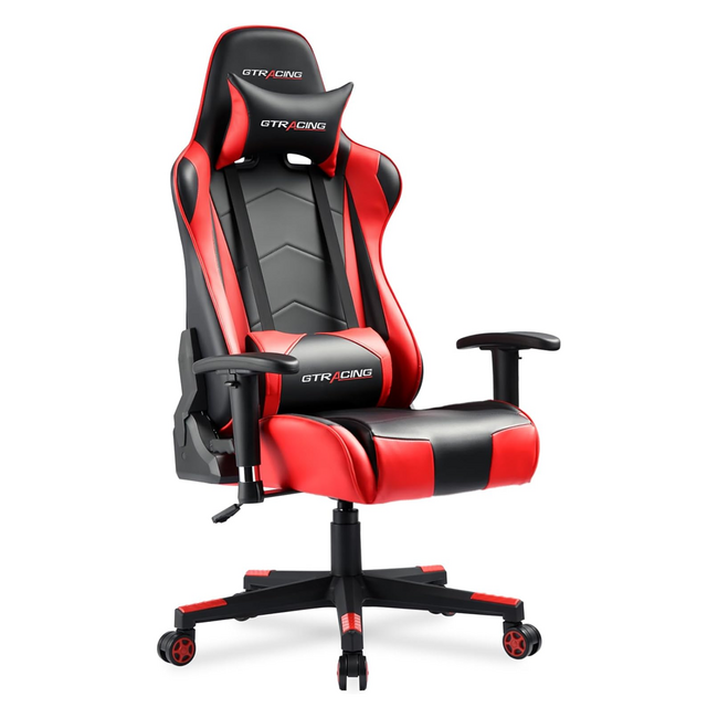 GTRacing Classic Gaming Chair Blue Leather Adjustable WMT-099SJ-2-RED