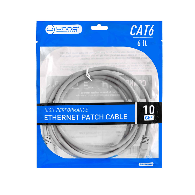 UNNO Cable Cat6 Ethernet Patch Cord 6ft - CB4306GY