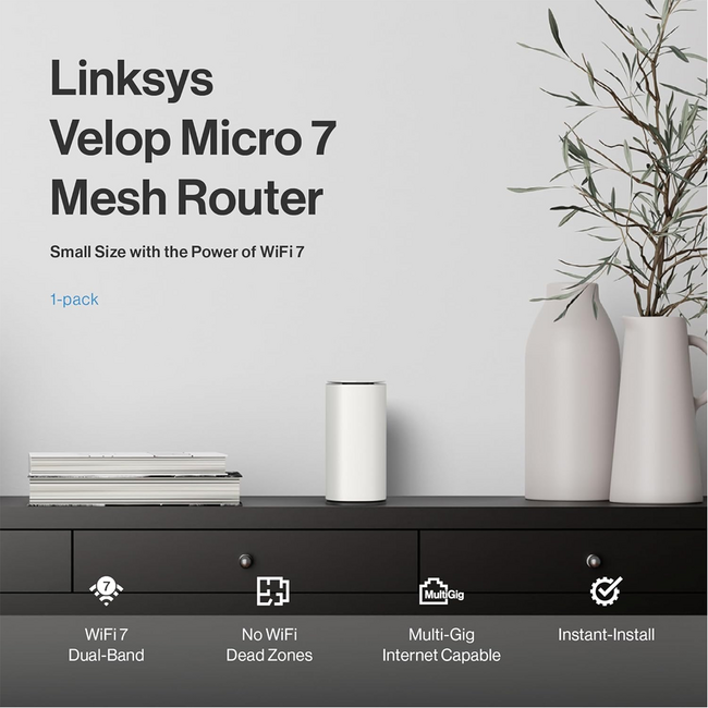 Linksys Velop Wireless Mesh Router WiFi 7 Dual Band