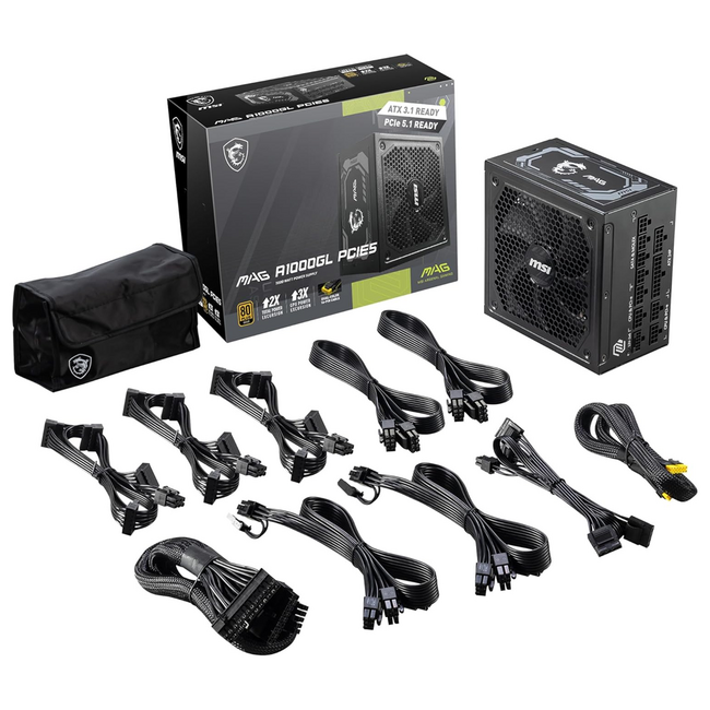 MSI 1000W Power Supply MAG A1000GLS 80 Plus Gold